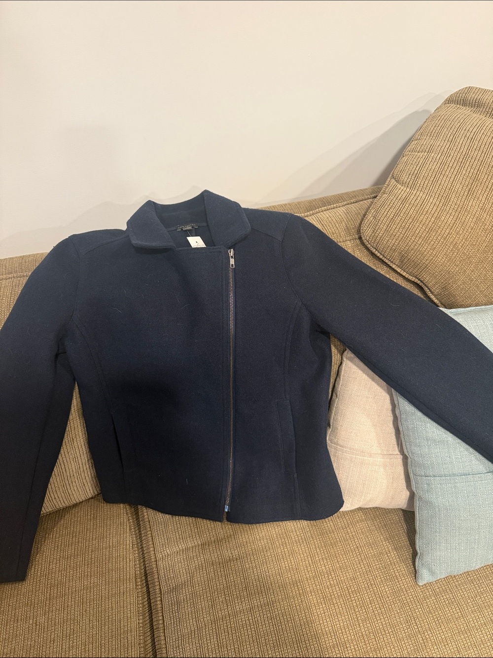 Ann Taylor Factory, Classic Women's Navy Zip-Front Moto Style Jacket